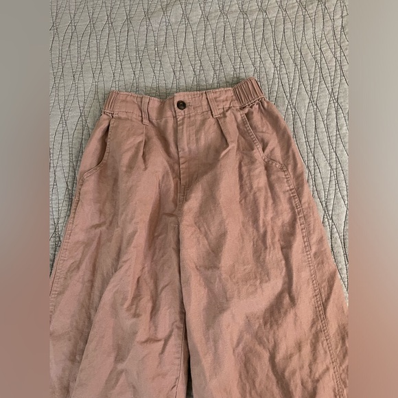 Madewell Cotton Linen Pleated Wide Leg Mauve Pants Size S (2) - Picture 6 of 12
